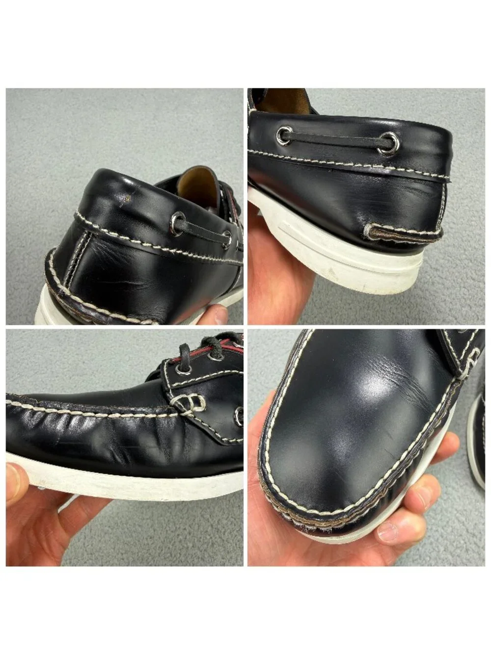 Prada Boat Shoes Men 11 / UK 10 Black Brushed Spazzolato Leather Lace Up Loafers